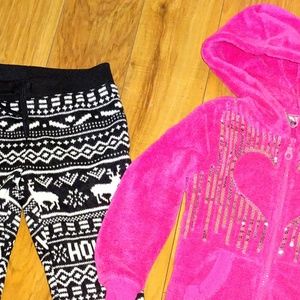 Moose Fleece pants and pink bling hoodie 5